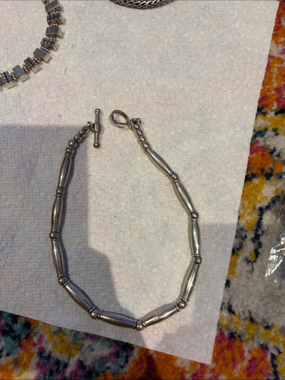 Rare designer 1984 sterling silver barrel bead necklace Barry Kieselstein Cord